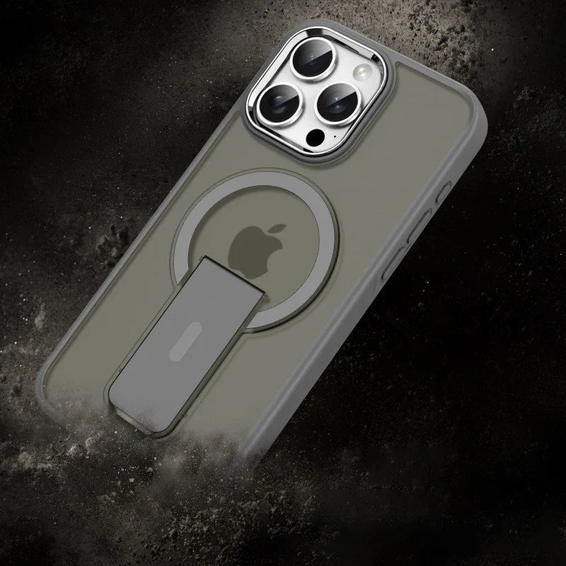 Frosted Elegance Kickstand Magnetic Case - iPhone 14 Pro Max