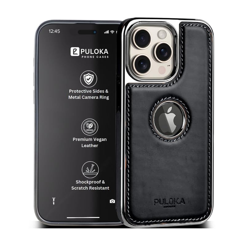 Leather Back Case - Compatible with iPhone Series - Luxury Bumper Case - Flexible Vegan Leather - Electroplated Sides & Logocut - Full Camera Protection & Raised Edges