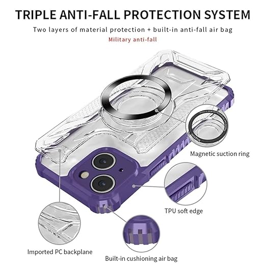 iPhone Back Case Cover with 360-degree Security case Clear, All Directions,Military Protective Reinforced Armor Grade Drop iPhone 11/12