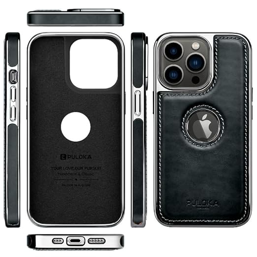 Leather Back Case - Compatible with iPhone Series - Luxury Bumper Case - Flexible Vegan Leather - Electroplated Sides & Logocut - Full Camera Protection & Raised Edges