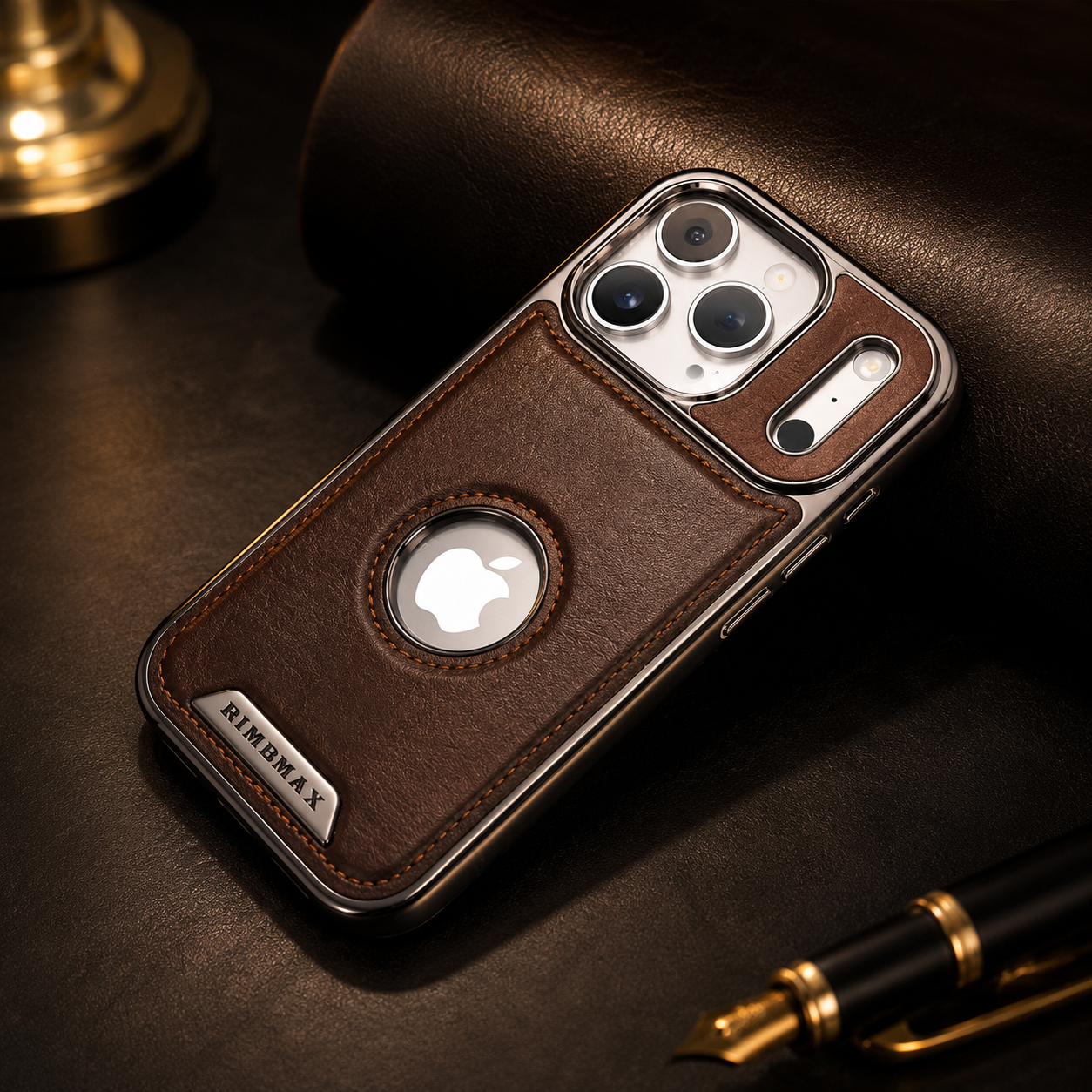 Retro MagSafe Orange Premium Leather iPhone Case