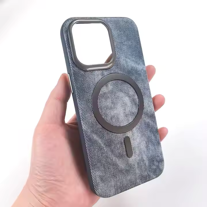 Phone Case Leather Magnetic Absorbing Full-Covering Electroplated Drop-Resistant Leather Pattern for iPhone Series