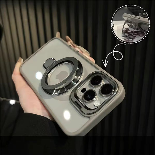 Magnetic Double Stand Case for iPhone Integrated Lens Stand Back Cover