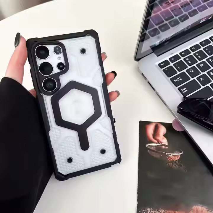Military-Grade Pathfinders Clear Magnetic Case for Samsung S Series Wireless Charging Case