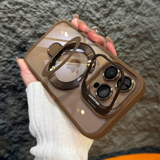 Magnetic Double Stand Case for iPhone Integrated Lens Stand Back Cover