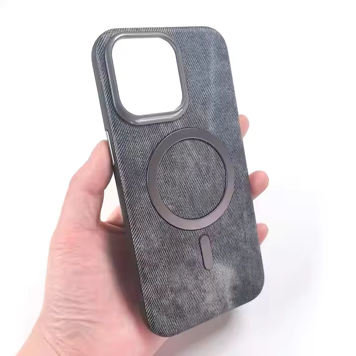 Phone Case Leather Magnetic Absorbing Full-Covering Electroplated Drop-Resistant Leather Pattern for iPhone Series