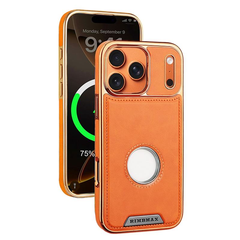 Retro MagSafe Orange Premium Leather iPhone Case