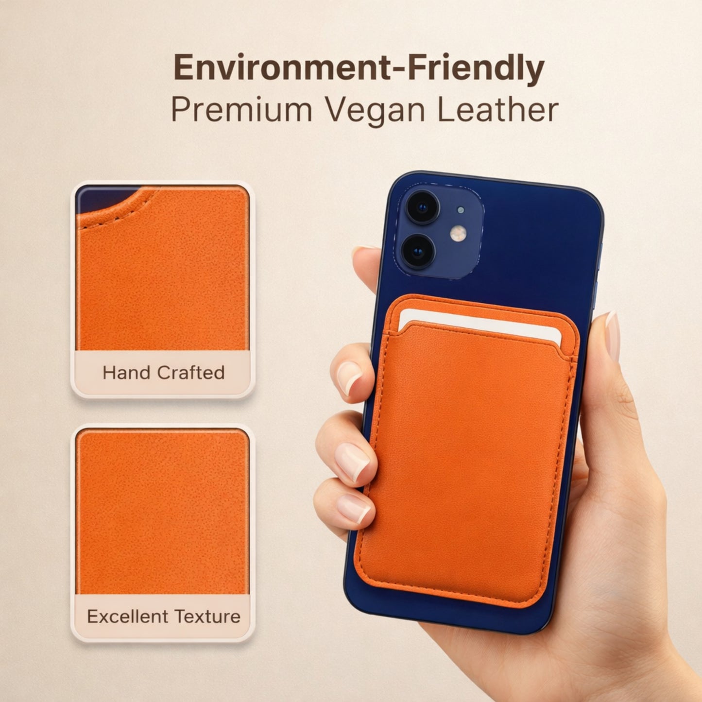 Strong magnet high quality anti-scratched PU leather phone card holder Purse