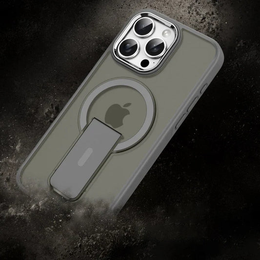 Frosted Elegance Kickstand Magnetic Case - iPhone 14 Pro Max