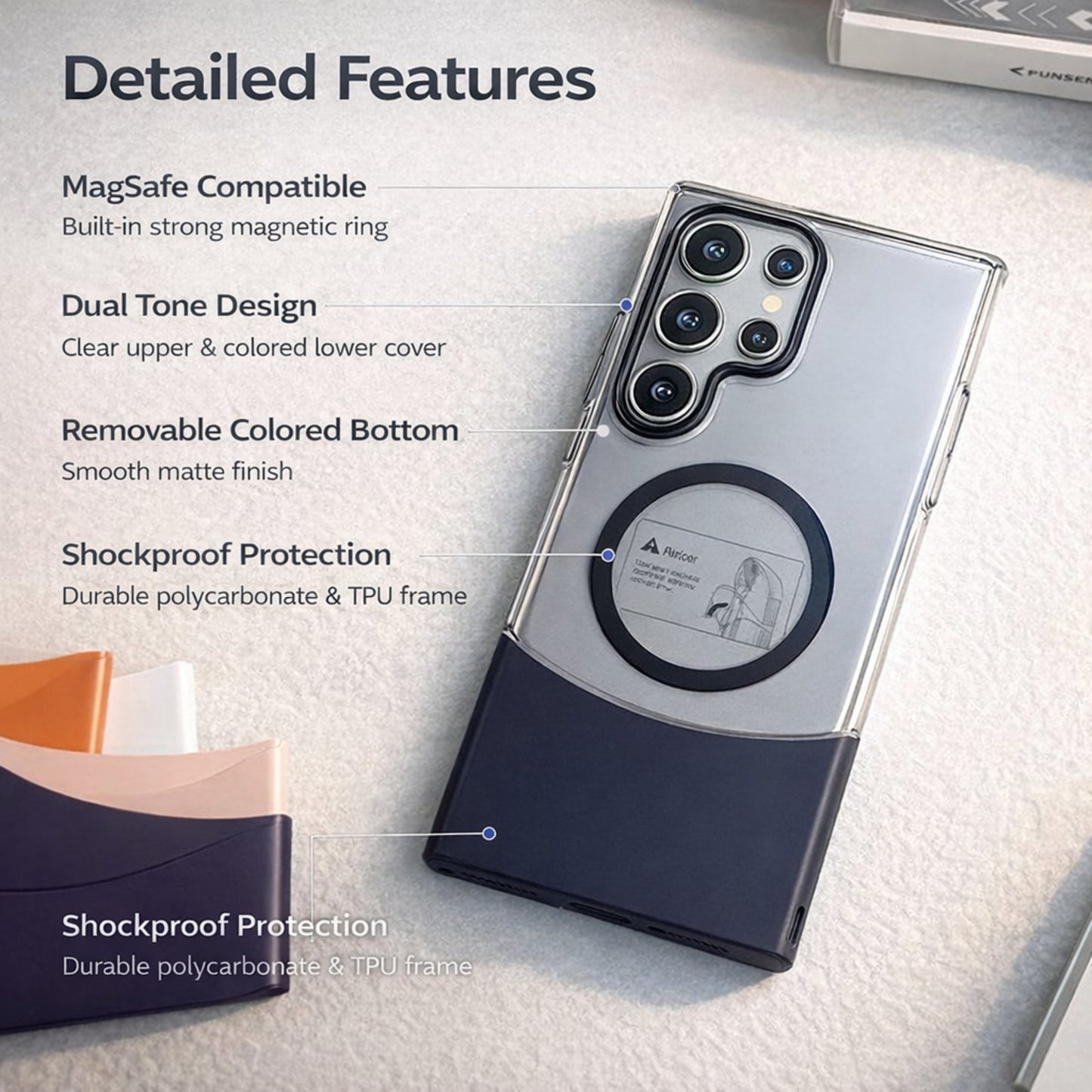 Back Cover Case for Samsung Galaxy S Series  Shockproof Protective Versatile Detachable Mag-Safe Case