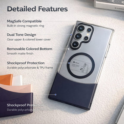 Back Cover Case for Samsung Galaxy S Series  Shockproof Protective Versatile Detachable Mag-Safe Case