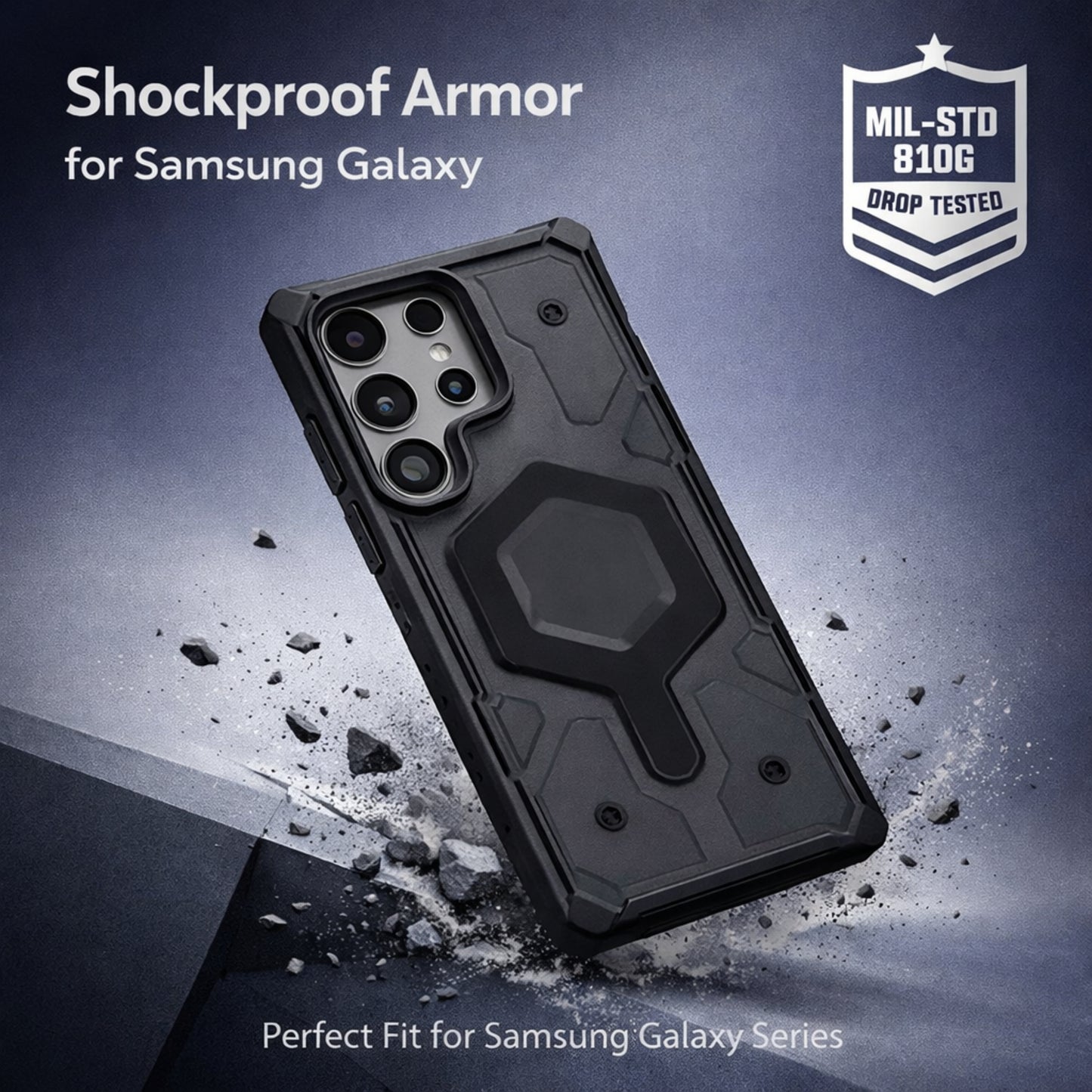 Military-Grade Pathfinders Clear Magnetic Case for Samsung S Series  Wireless Charging Case