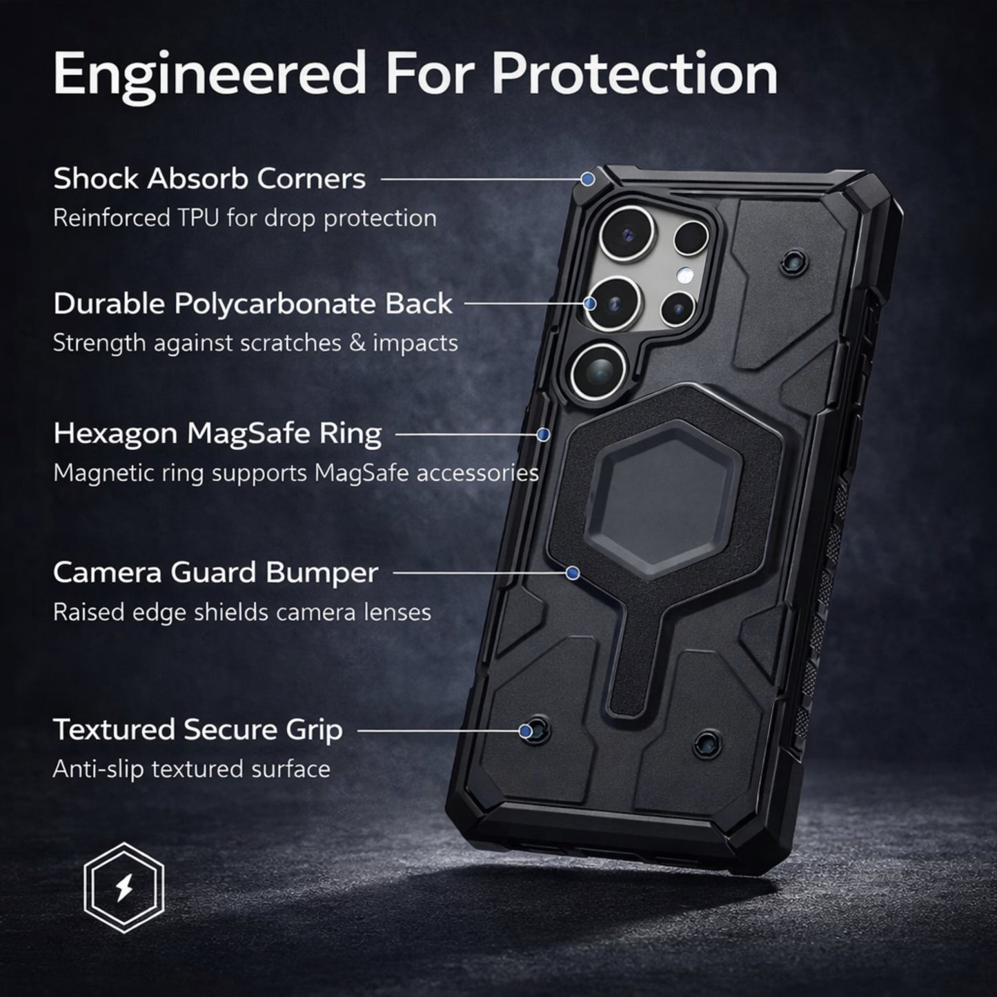 Military-Grade Pathfinders Clear Magnetic Case for Samsung S Series  Wireless Charging Case