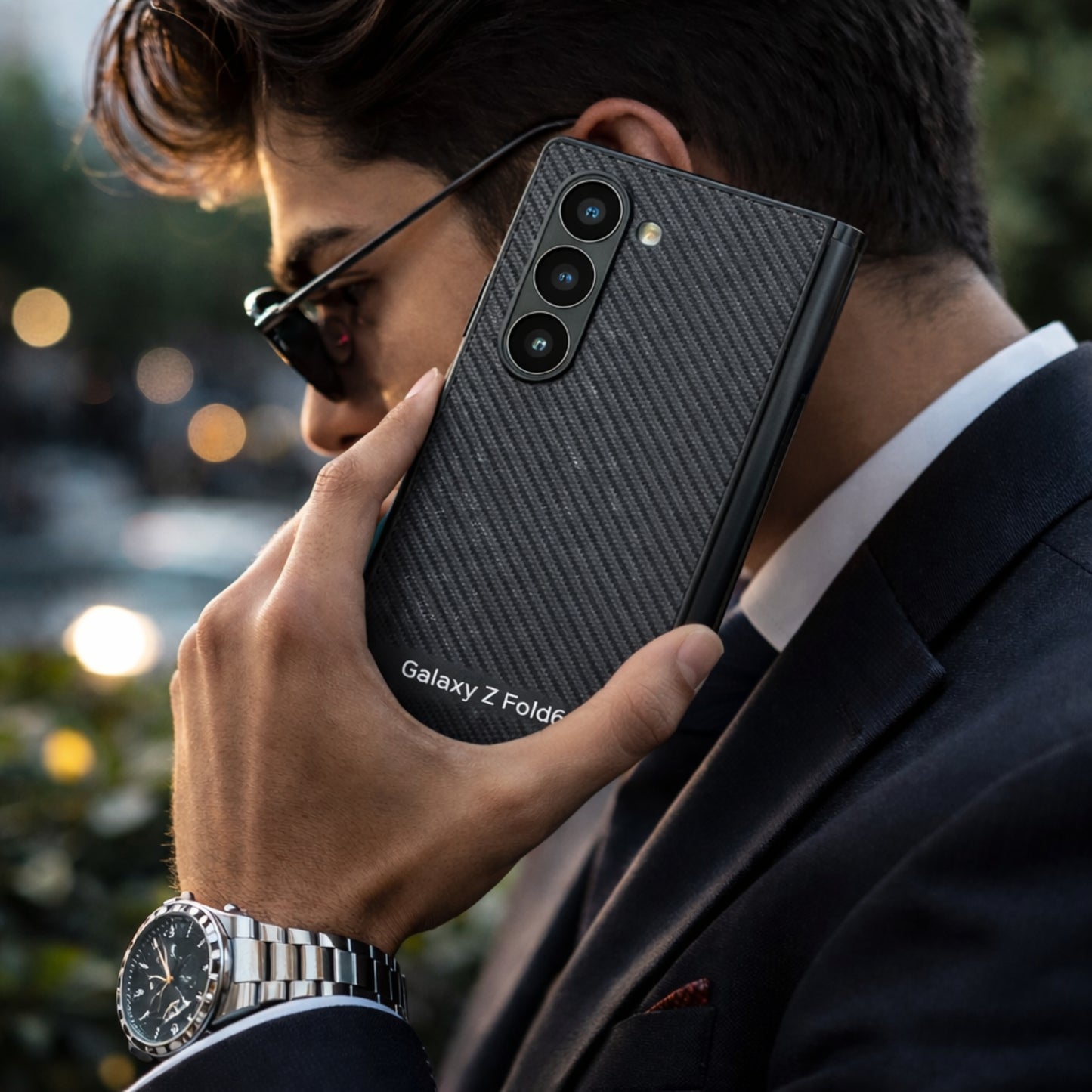 Carbon Fiber for Samsung Z Fold  Phone Case Pattern Magnetic Protection Cover, Suitable for Samsung Z Fold