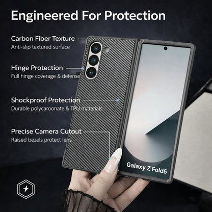 Carbon Fiber for Samsung Z Fold  Phone Case Pattern Magnetic Protection Cover, Suitable for Samsung Z Fold
