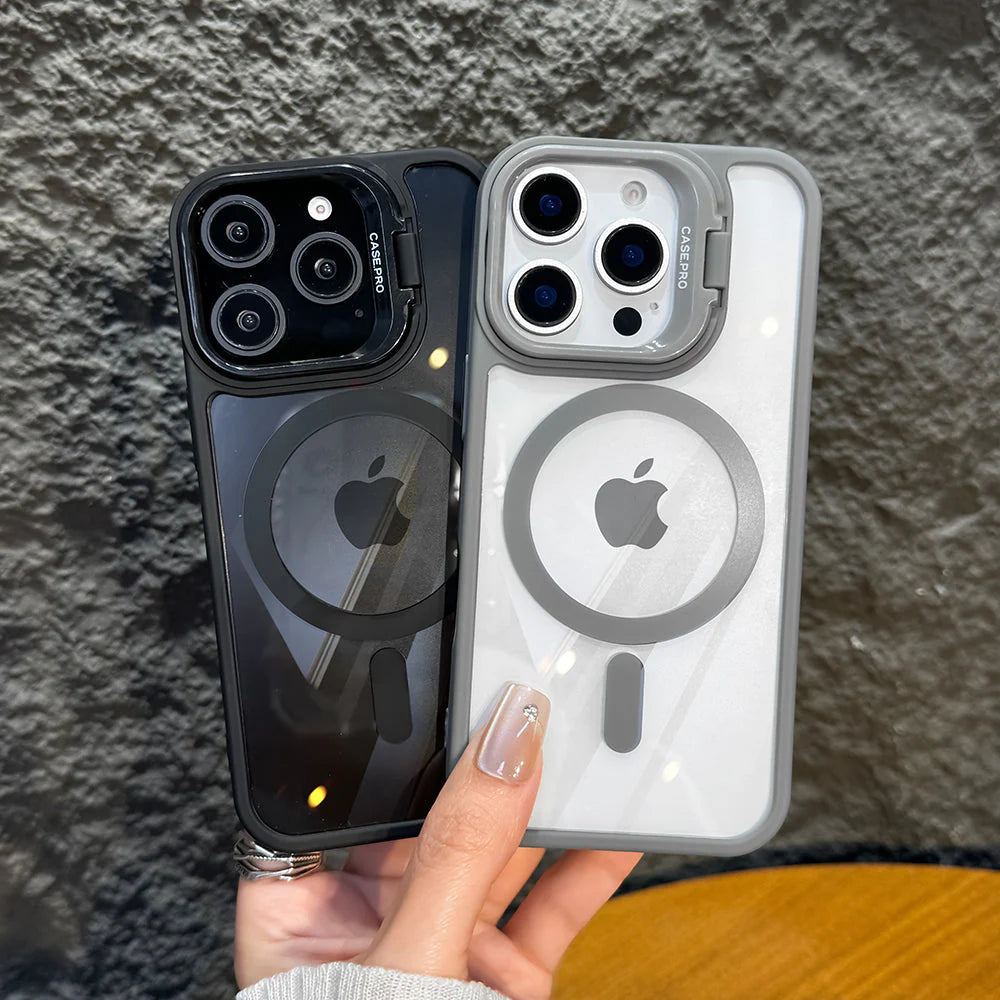Luxury Camera Lens Flip Bracket Case - iPhone