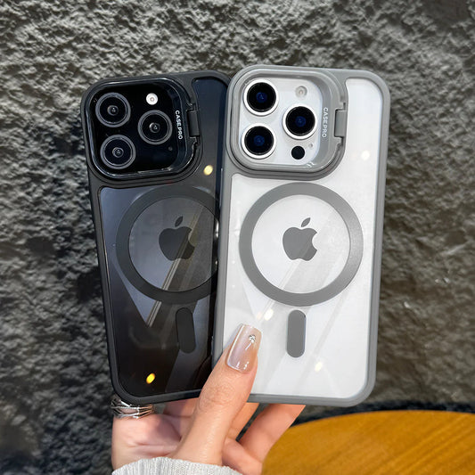 Luxury Camera Lens Flip Bracket Case - iPhone
