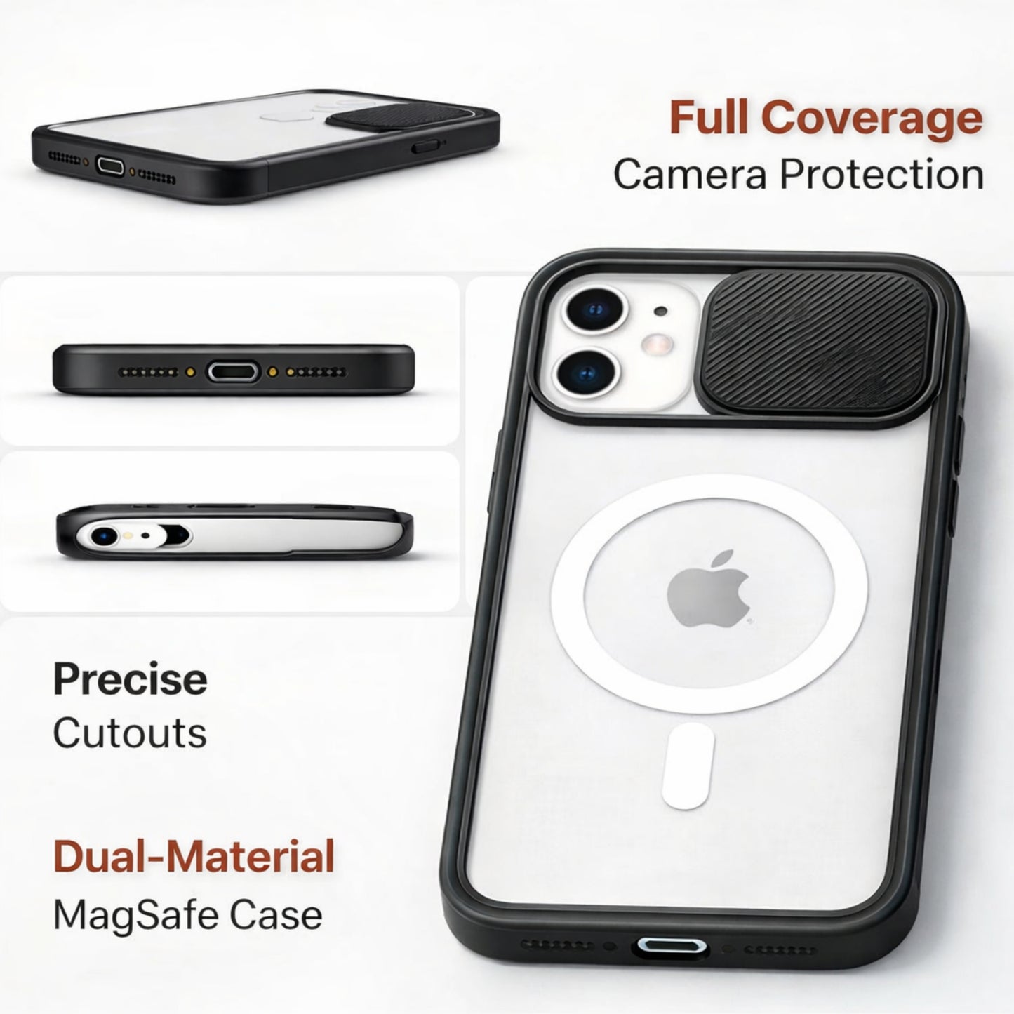iPhone 12 Series Camera Lens Slide Protection Matte Case