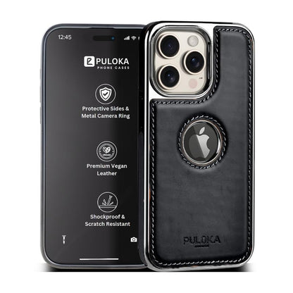 Luxury Bumper Case for iPhone Flexible Vegan Leather Electroplated Sides & Logocut