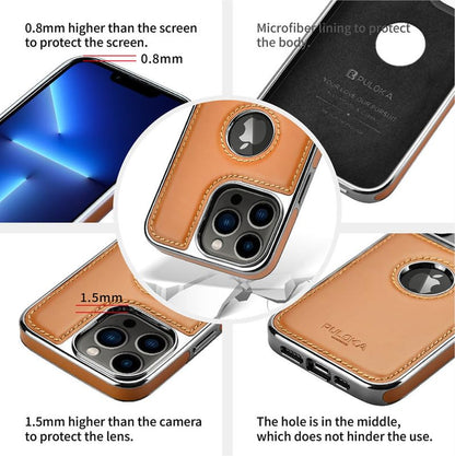 Luxury Bumper Case for iPhone Flexible Vegan Leather Electroplated Sides & Logocut