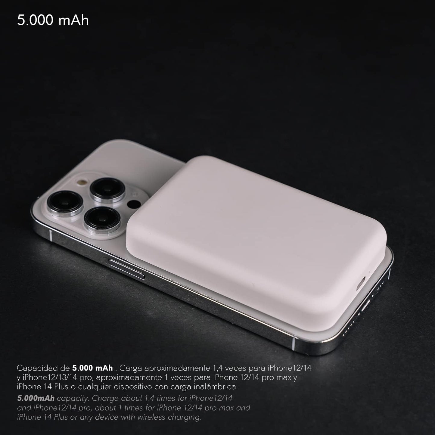 Portable Magnetic Wireless External Charger [15W Fast Charging] Compatible with MagSafe (10000mAh, Magnetic White)