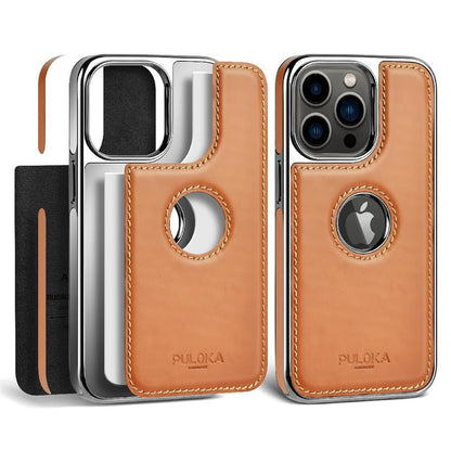 Luxury Bumper Case for iPhone Flexible Vegan Leather Electroplated Sides & Logocut