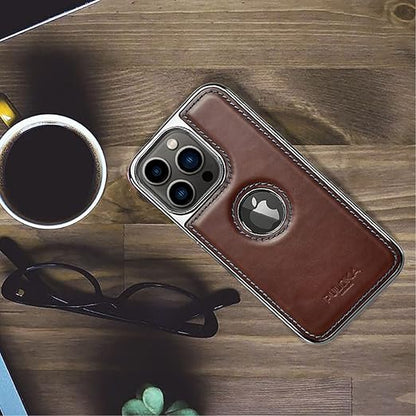 Luxury Bumper Case for iPhone Flexible Vegan Leather Electroplated Sides & Logocut
