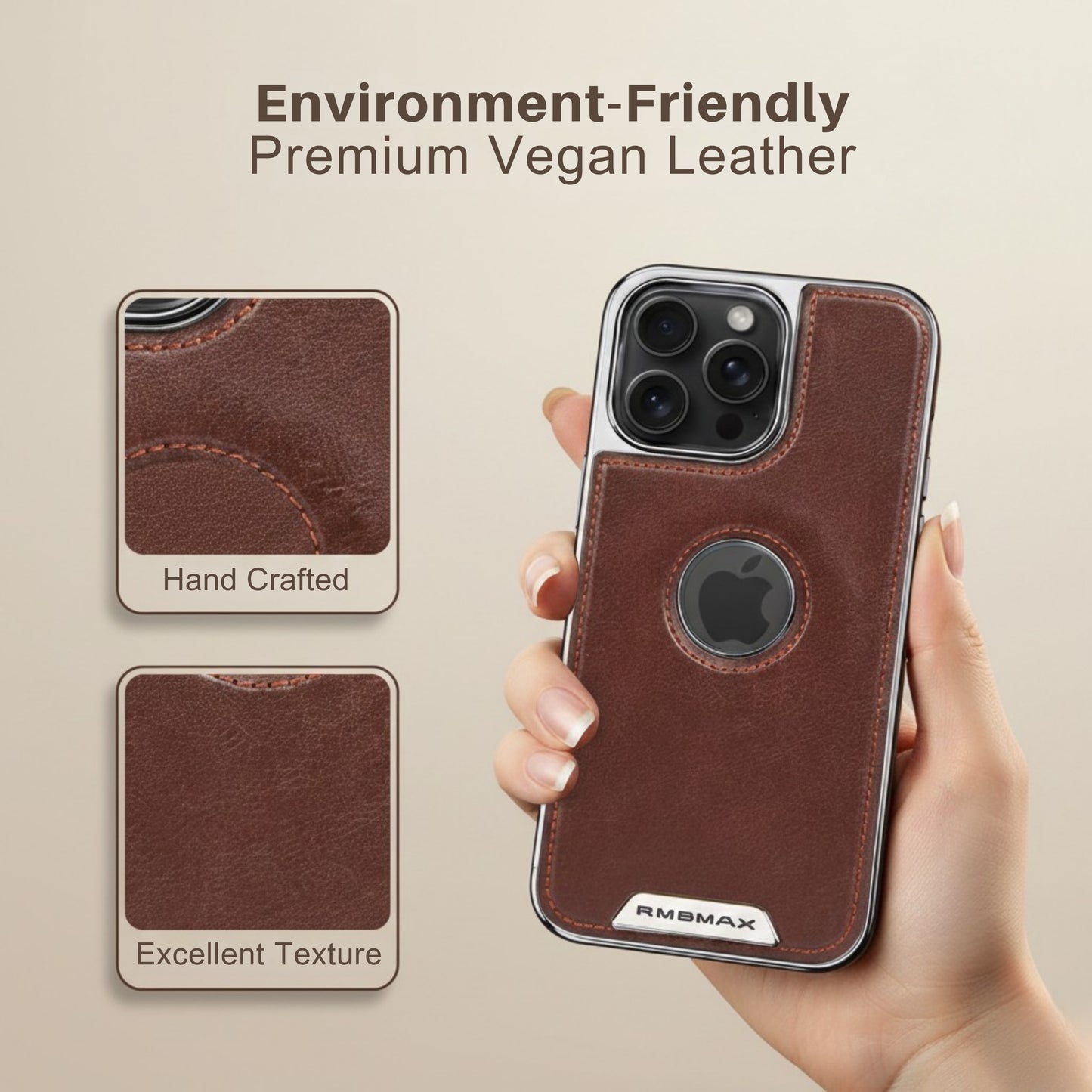 Luxury Bumper Case for iPhone Flexible Vegan Leather Electroplated Sides & Logocut