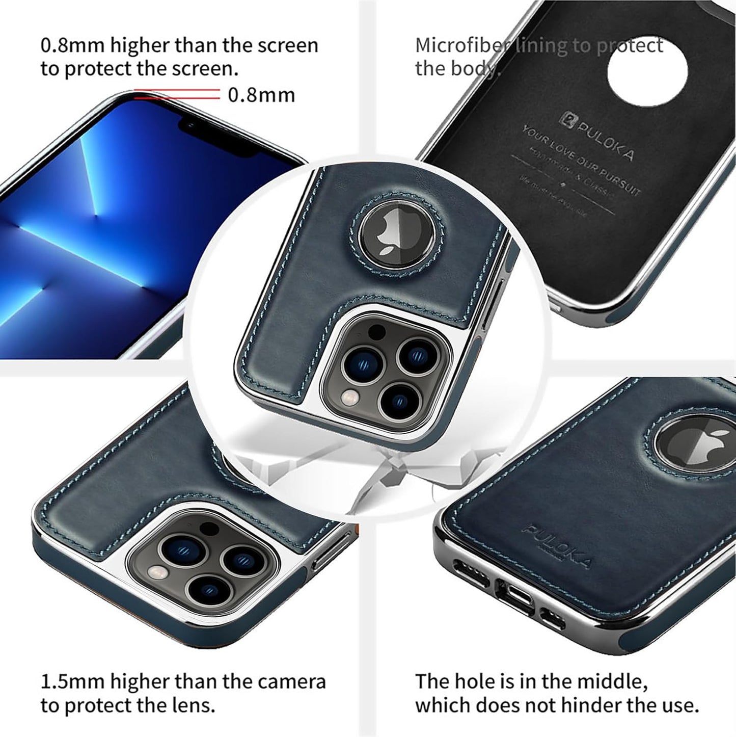 Luxury Bumper Case for iPhone Flexible Vegan Leather Electroplated Sides & Logo Cut