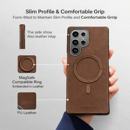Strong Magnetic Suction High-Grade Business Phone Case for Samsung Ultra Luxury Plating Frame Design