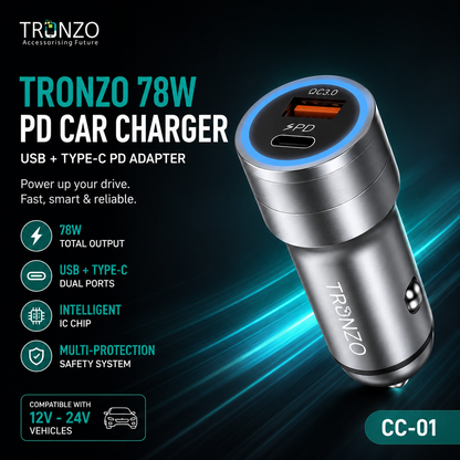 CAR CHARGER USB + TYPE-C PD