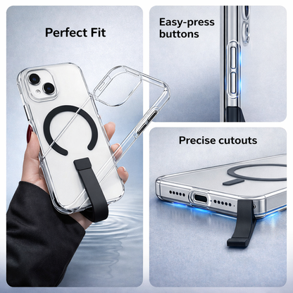 Creative Design Handheld Finger Buckle C Type Magnetic Suction Phone case for iPhone Transparent Back Covers