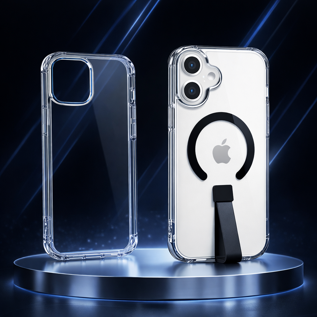 Creative Design Handheld Finger Buckle C Type Magnetic Suction Phone case for iPhone Transparent Back Covers