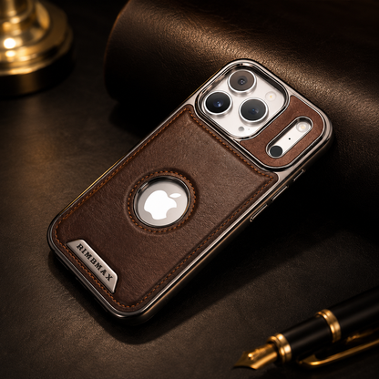 Retro MagSafe Orange Premium Leather iPhone Case