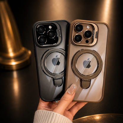 Magnetic Double Stand Case for iPhone Integrated Lens Stand Back Cover