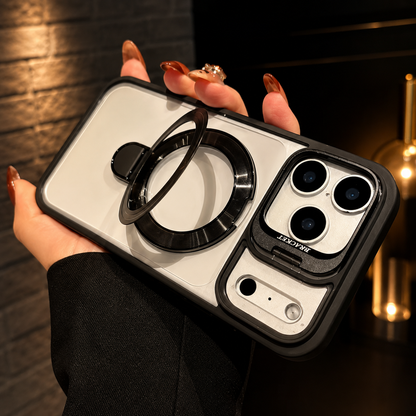 Magnetic Double Stand Case for iPhone Integrated Lens Stand Back Cover