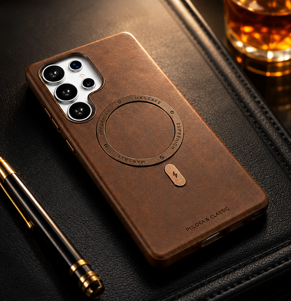 Classic Vintage PU Leather Magnetic Case for Samsung Series