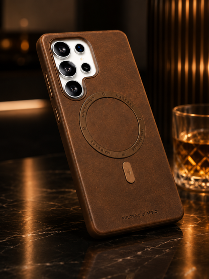 Classic Vintage PU Leather Magnetic Case for Samsung Series
