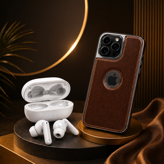Perfect Combo Deal: Premium Wireless Earbuds + Stylish Apple Leather Case