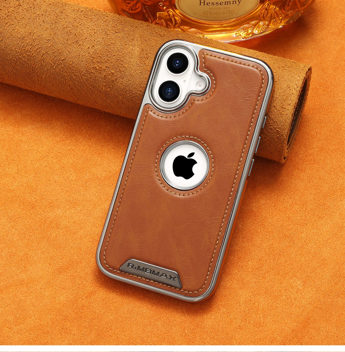 Luxury Bumper Case for iPhone Flexible Vegan Leather Electroplated Sides & Logo Cut