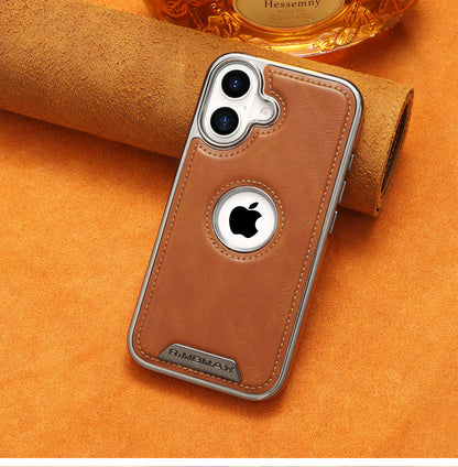 Luxury Bumper Case for iPhone Flexible Vegan Leather Electroplated Sides & Logo Cut