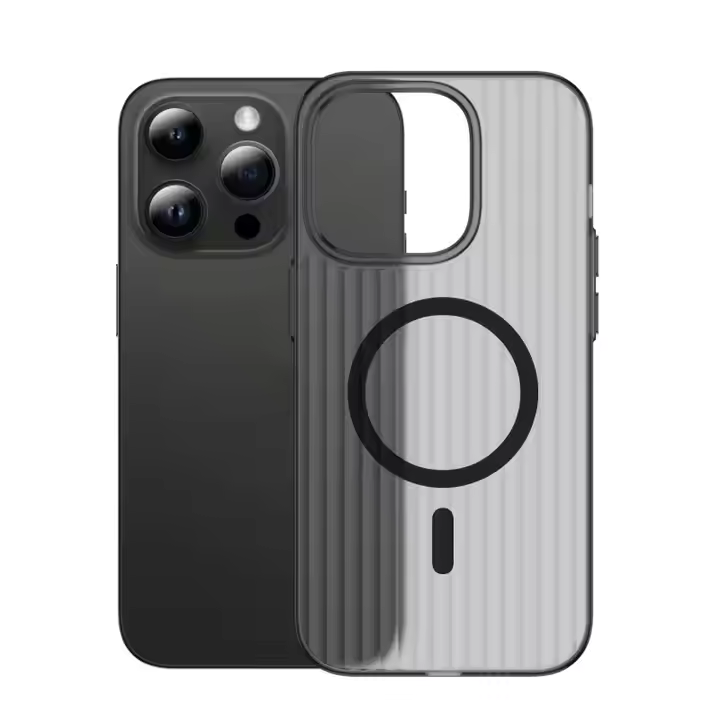 Glossy Wavy Texture Magnetic Wireless Charging Phone Case for iPhone Series