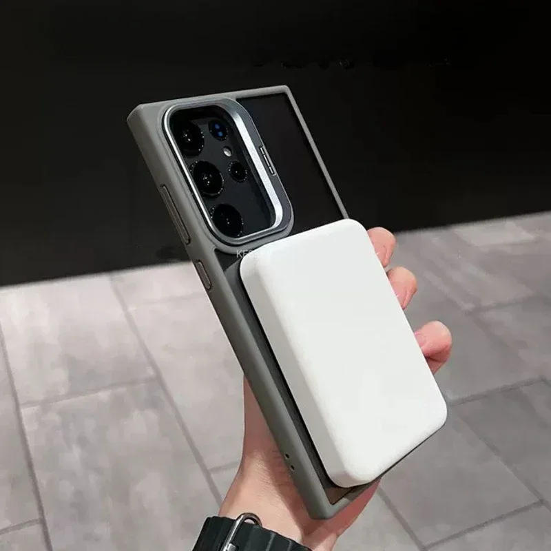 Magnetic Armor Case with Built-in Power Grip & Metal Stand for Samsung Ultra Series