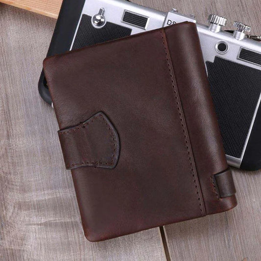 BEARKY Trendy Short RFID Blocking Genuine Leather Wallet for Men and Women Luxury Zipper Closure High Quality