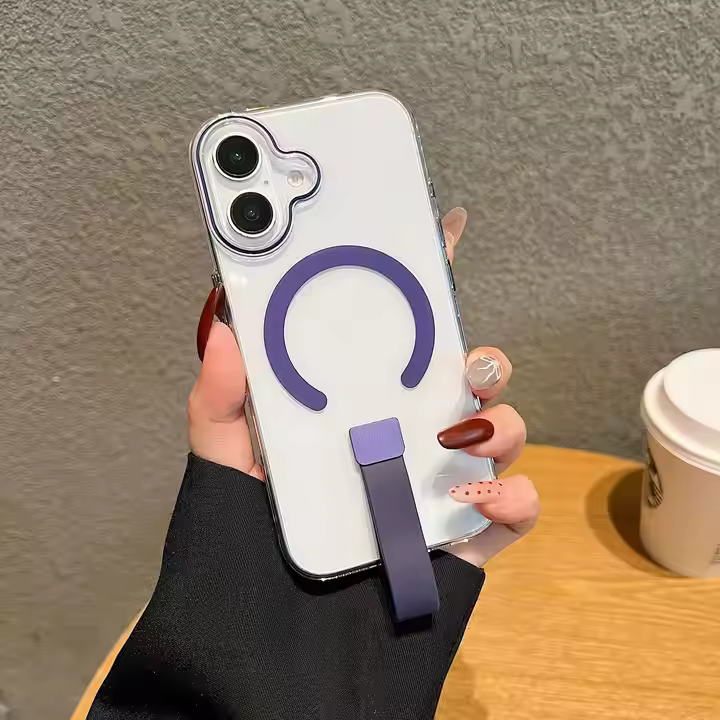 Creative Design Handheld Finger Buckle C Type Magnetic Suction Phone case for iPhone Transparent Back Covers