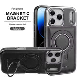 Luxury Electroplating PU Leather Phone Case for iPhone With Rotation Ring Magnetic Stand Shockproof Cover