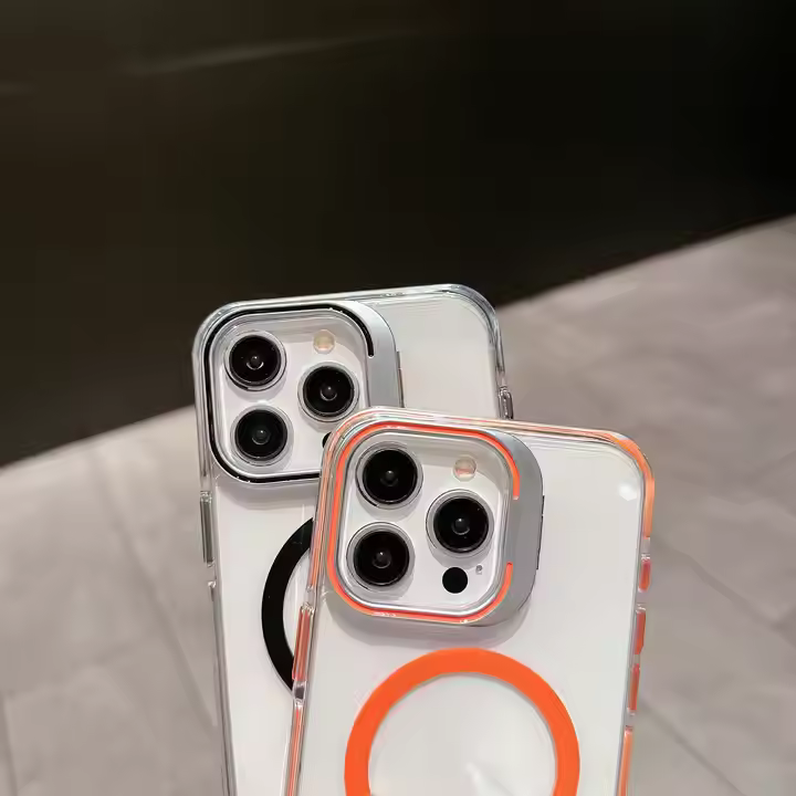 Magnetic Single Stand  Case for iPhone  integrated lens stand back covers
