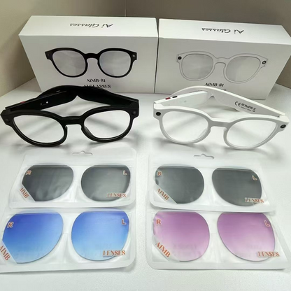 AIMBS1 Bluetooth Smart Glasses - Black Tech with Long Battery Life, High-Fidelity Sound, and AI-Integrated Bluetooth Smart Glass