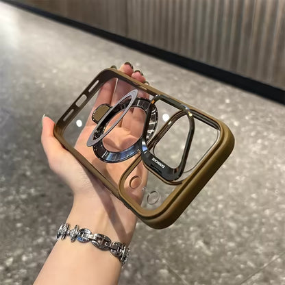 Magnetic Double Stand Case for iPhone Integrated Lens Stand Back Cover