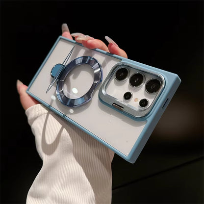 Magnetic Double Stand Case for Samsung Integrated Lens Stand Back Cover